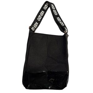 Kenzo Black Tote Bag with Shiny Material and Wide Strap